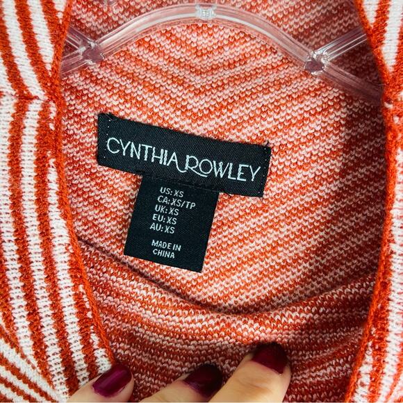 Cynthia Rowley orange white striped oversized cropped sweater XS - Picture 4 of 6